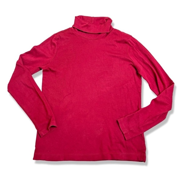 ⭐️LANDS END Cranberry Red Long Sleeve Turtleneck - Picture 1 of 3